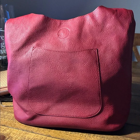 Chic Burgundy Leather Hobo Bag - Picture 2 of 7